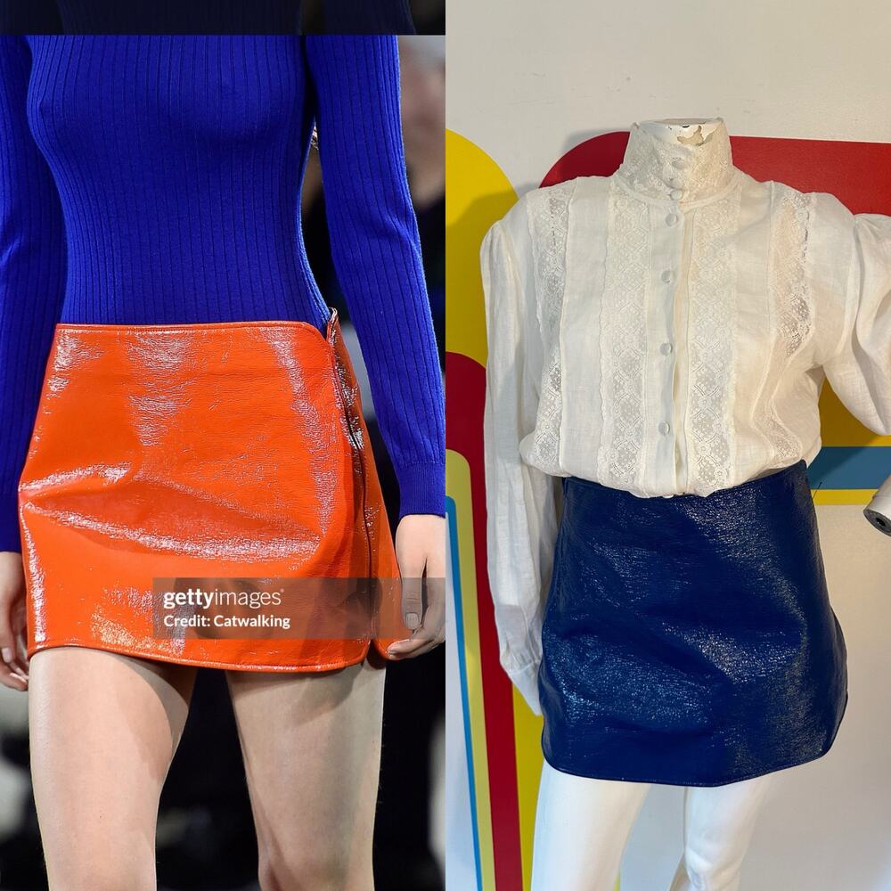 Y2K does 60s vintage Courrèges blue vinyl mini skirt s m designer space age